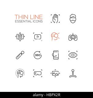 Virtual-Reality - dünne Zeile Icons Set Stock Vektor