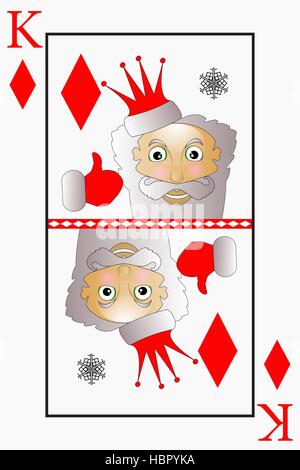 Vektor der Weihnachtsmann ist eine Spielkarte König Diamanten, Glocken zu entsprechen. Stock Vektor