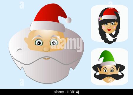 Santa Claus Vektor auf weißem Hintergrund eine Menge von Zeichen Stock Vektor