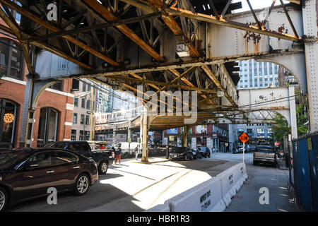 CTA-Eisenbahnen in Chicago, Illinois. Stockfoto