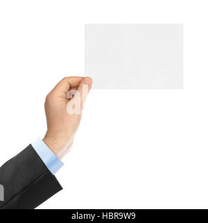 Leeres Papier-Karte in der hand Stockfoto