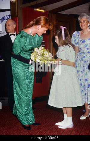 Sarah Ferguson 'Duchess of York' bei der Premiere von Anything Goes von Cole Porter. Prince Edward Theatre, London.1989 Stockfoto