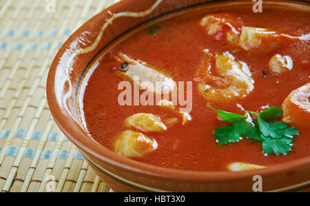 Bahia Stockfisch - gesalzener Kabeljau Garnelen Eintopf. Brazilien Stockfoto