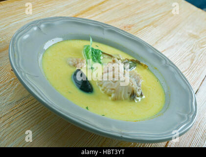 Afrikanische Stockfisch und Erdnuss Curry.African Fisch-Curry Stockfoto