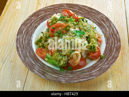 Gebackenen Kabeljau Provencal.French Fischgericht Stockfoto