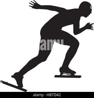schwarze Silhouette Frauen Athleten Eisschnellläufer Stock Vektor