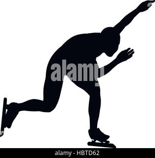 Frau Speedskater schwarze Silhouette Vektor Illustration Stock Vektor