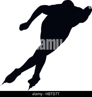 Mann-Eisschnellläufer schwarze Silhouette auf weißem Hintergrund Vektor Illustration Stock Vektor