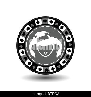 Pokerchip Weihnachten neues Jahr. Symbol-EPS 10-Vektor-Illustration auf einem weißen Hintergrund leicht zu trennen. Verwendung für Webseiten, Design, Dekoration, printin Stock Vektor