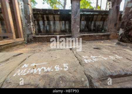 Details der Wiederherstellung der Tempel Ta Keo Angkor, Kambodscha Stockfoto