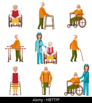 Verschiedene Grade von Verletzungen und Behinderungen Stockfoto