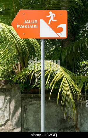 Tsunami-Evakuierung anmelden Negara, Insel Bali. Indonesien Stockfoto