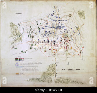 Untitled - Beschriftung: "Plan der Schlacht von Waterloo" Untitled - Beschriftung "Plan der Schlacht von Waterloo" Stockfoto