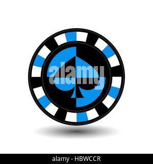 Chips für Poker fertigen Anzug Spaten ein Symbol auf dem weißen Hintergrund isoliert. Abbildung 10 Eps Vektor. Für die Websites, Design, Presse, pr Stock Vektor