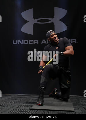 Anthony Joshua während des öffentlichen Trainings in Manchester Arena. Stockfoto