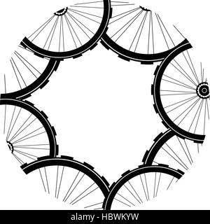 Straßen- und Mountainbike Fahrrad-Räder und Reifen-Muster Stockfoto