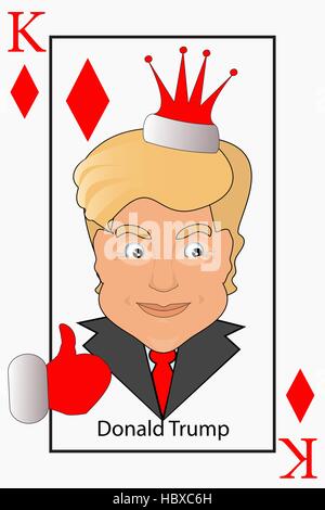 Donald Trump Symbol eine Vektor-Illustration der König die Spielkarte Sieg um die Kombination zu gewinnen. Stock Vektor