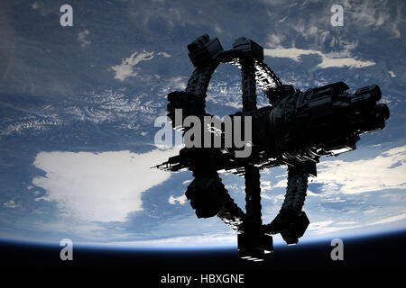 Raumstation im Orbit Earth Stockfoto