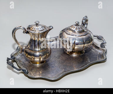 Silber Kaffee set Stockfoto