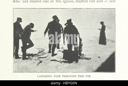 Diese Seite dokumentiert die Peary-Expedition in arktischen Meeren an Bord des Schiffes „Kite“, beschreibt die Reiserouten, die Eisbedingungen, die Schiffsaktivitäten, den Einsatz der Besatzung, und Protokolleinträge mit Abbildungen. Stockfoto