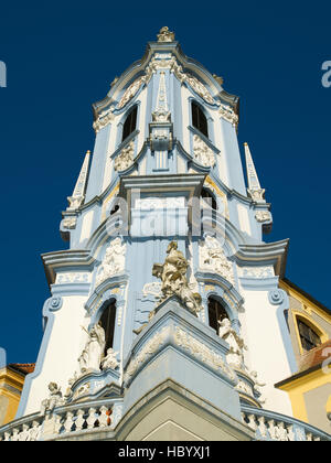 Detail der Stiftskirche in Dürnstein an der Donau, Wachau, Niederösterreich, Europa Stockfoto