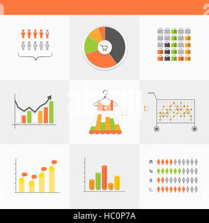 Verschiedene Infografik Diagramme und Grafiken, die im Zusammenhang mit Unternehmen Stockfoto