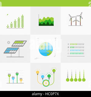 Verschiedene Infografik Diagramme und Grafiken, die im Zusammenhang mit Eco grüne Energie Stockfoto