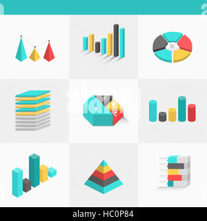 Verschiedene Infografik Diagramme und Grafiken, die im Zusammenhang mit Unternehmen Stockfoto