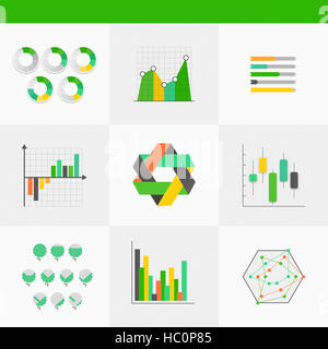 Verschiedene Infografik Diagramme und Grafiken, die im Zusammenhang mit Unternehmen Stockfoto