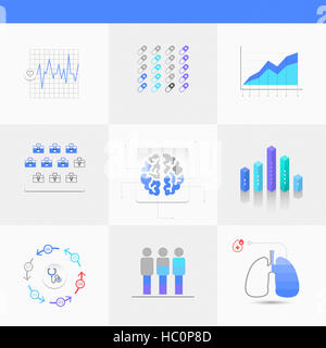Verschiedene Infografik Diagramme und Grafiken, die im Zusammenhang mit Medizin Stockfoto