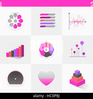 Verschiedene Infografik-Diagramme, die im Zusammenhang mit Unternehmensstatistik Stockfoto