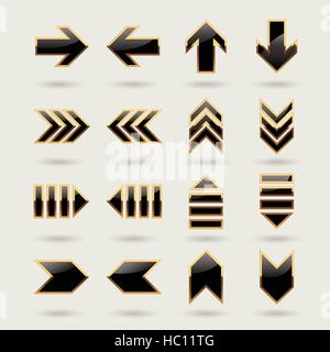 wunderschöne glänzende Pfeile legen Sie isoliert auf Beige Hintergrund Stock Vektor