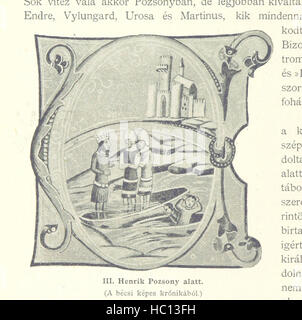 Dieses Bild, das auf Seite 74 von „A magyar Nemzet tortenete“ aufgenommen wurde, bietet historische Einblicke in die Geschichte Ungarns. Das Buch, herausgegeben von Szilágyi S., enthält Karten und Illustrationen, die bedeutende Ereignisse und kulturelle Entwicklungen in der ungarischen Vergangenheit darstellen. Stockfoto