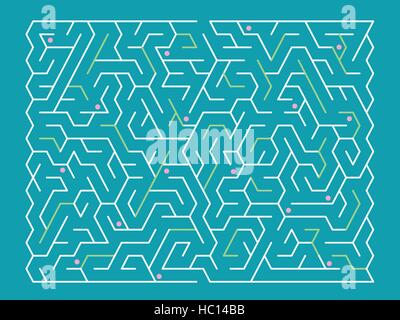 modische rechteckige Labyrinth auf blauem Hintergrund isoliert Stock Vektor