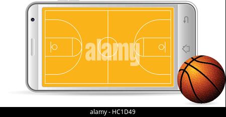 Smartphone-Basketball auf einem weißen Hintergrund. Vektor-Illustration. Stock Vektor