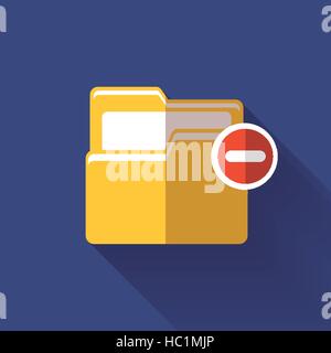 Entfernen Sie Ordnersymbol in bunten flachen Design-Stil Stock Vektor