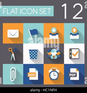 Büro Elemente Symbolsatz im flat design Stock Vektor