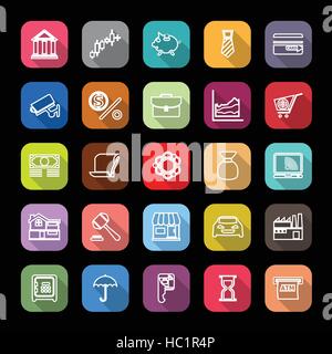 Banken- und Finanzsektor Linie Symbole mit langen Schatten, Lager Vektor Stock Vektor