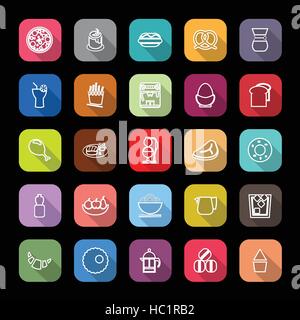 Einfache Mahlzeit flache Linie Symbole mit langen Schatten, Lager Vektor Stock Vektor