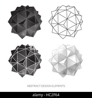 Dreidimensionale geometrische Figuren aus Punkte gesammelt Stock Vektor