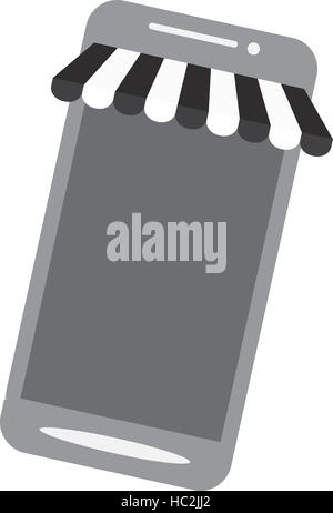 Online-shopping Smartphone speichern grau Stock Vektor