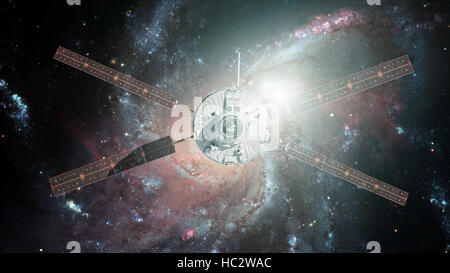 Die Europäische Weltraumorganisation Automated Transfer Fahrzeug-4 Albert Einstein nähert sich der internationalen Raumstation ISS. Stockfoto