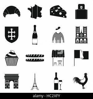 Einfache Symbole Frankreich schwarz Stock Vektor