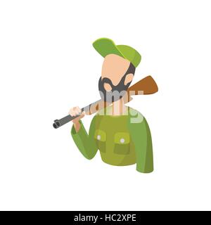 Hunter Waffe Cartoon Ikone halten Stock Vektor
