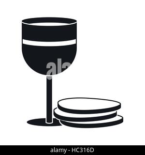 Kelch Wein und Wafer-Symbol Stock Vektor