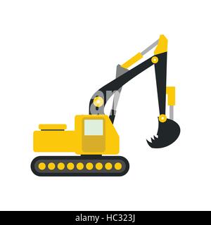 Flache gelbe Bagger-Symbol Stock Vektor