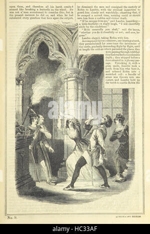 Dieses Bild von Seite 81 von „Robin Hood and Little“ zeigt Charaktere, Waldlandschaften und erzählende Szenen aus der Geschichte, einschließlich Interaktionen, Kleidung und Schauplätze. Stockfoto