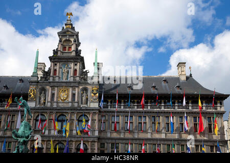 Stadhuis oder Rathaus, Stadtzentrum, Antwerpen, Belgien, Europa Stockfoto