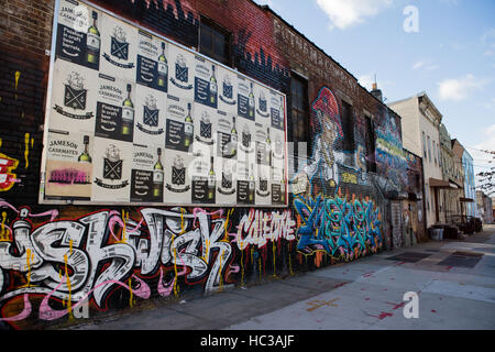 Street Art in Bushwick, Brooklyn. New York, USA. Alle Art von The Bushwick Collective. Stockfoto