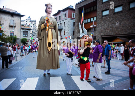 Traditionelle Feier von Riesen und große Headeds, Andorra la Vella, Andorra. Stockfoto